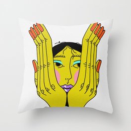 Hold Me green Throw Pillow