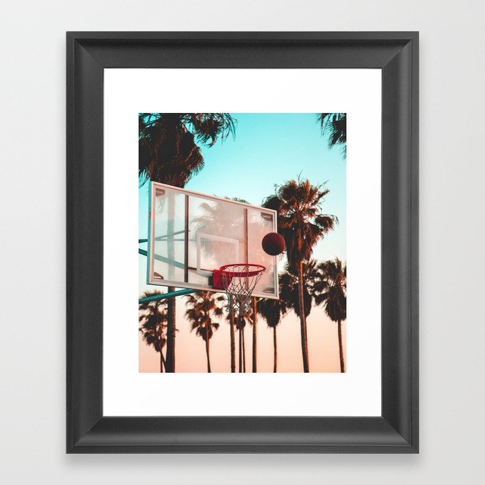 Venice Beach Hoops and Palm Trees Framed Art Print