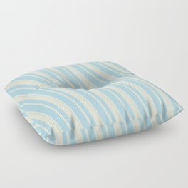 [ Thumbnail: Beige & Light Blue Colored Striped Pattern Floor Pillow ]
