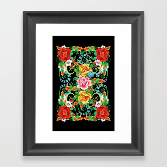 Folkloristic Flowers Framed Art Print