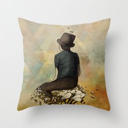 The Boy and his Bees Throw Pillow