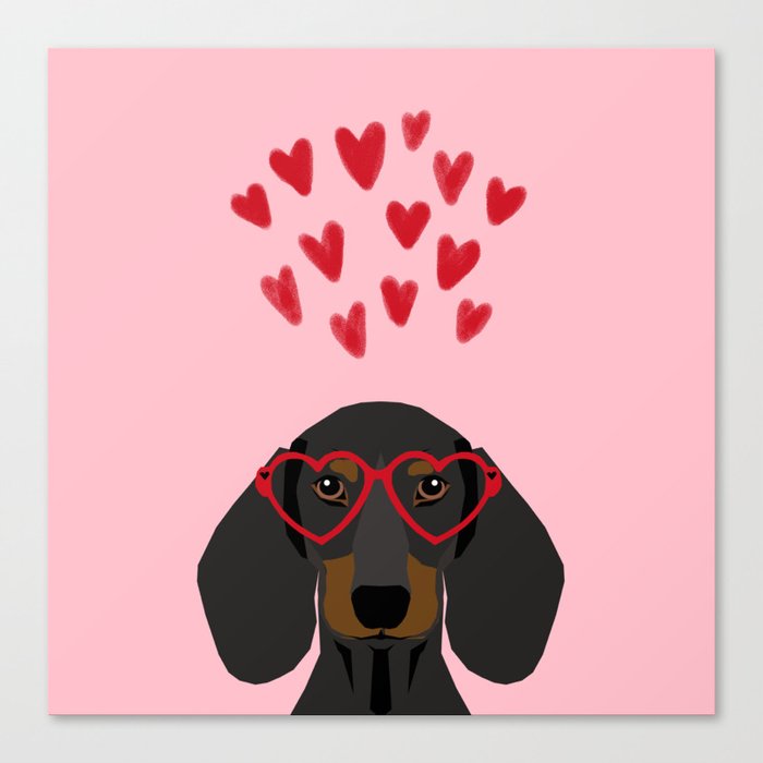 Dachshund dog breed pet art valentines day doxie must haves Canvas Print