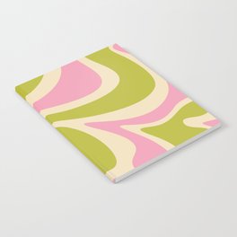 Liquid Abstract Waves \\ Pink & Green & Beige Notebook