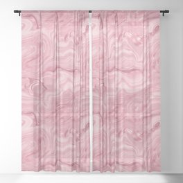 Glam Pink Agate Swirl Texture Sheer Curtain