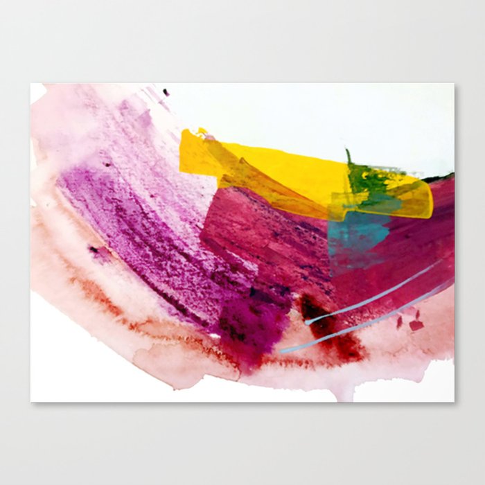 Pink Lemonade [2]: a minimal, colorful abstract mixed media with bold strokes of pinks, and yellow Canvas Print
