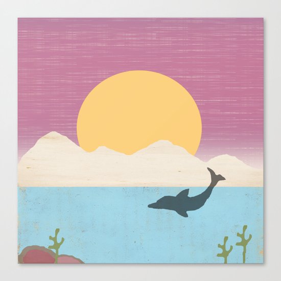 Sunset Swimming Canvas Print
