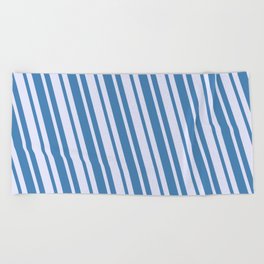 [ Thumbnail: Lavender and Blue Colored Striped/Lined Pattern Beach Towel ]