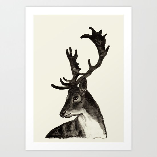Deer Ink Art Print