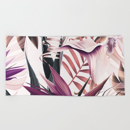 Magenta tropical Beach Towel
