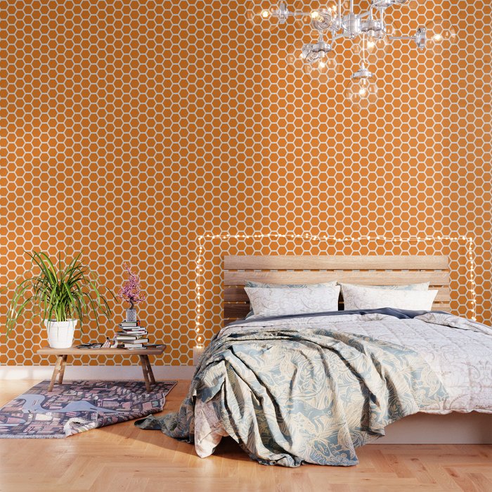 Orange Honeycomb Wallpaper