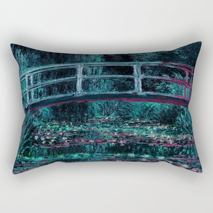 Monet The Water Lily Pond Teal Purple Rectangular Pillow