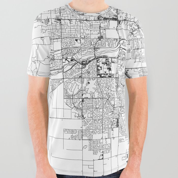 Bakersfield White Map All Over Graphic Tee
