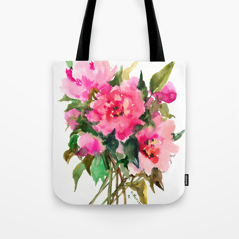 pink floral luggage