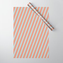 [ Thumbnail: Powder Blue & Dark Salmon Colored Stripes/Lines Pattern Wrapping Paper ]