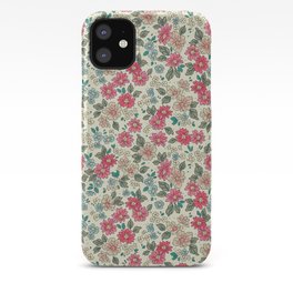 Vintage floral background. Floral pattern with small pastel color flowers on a light gray-green background. Seamless pattern. Ditsy style. Stock vintage illustration.  iPhone Case | Summer, Chamomile, Cute, Flower, Country Stylevintage, Floral, Baby, Daisy, Small, Spring 