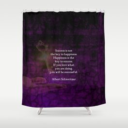 Happiness Is The Key To Success Uplifting Inspirational Quote Shower Curtain | Illustration, Love, Will, Typography, Key, Doing, Graphicdesign, Digital, Keytosuccess, Purplebackground 