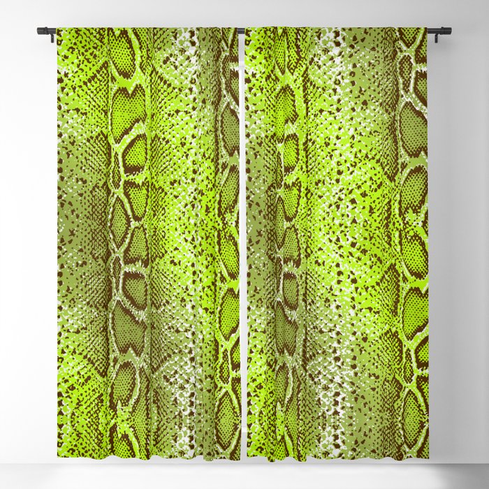 bright lime snake skin in ombre Blackout Curtain
