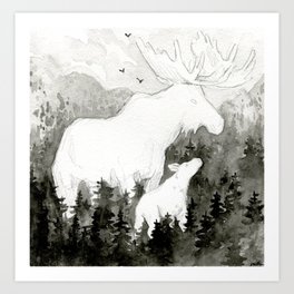 Moose & sidekick Art Print