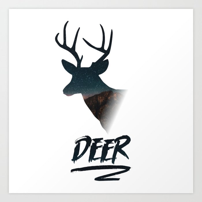 Deer Silhouette Mountain Outdoor Antlers Gift Art Print By Artwarehouse Society6