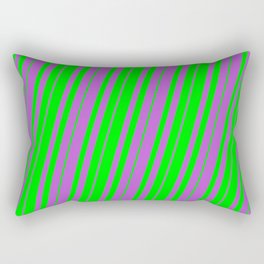[ Thumbnail: Lime & Orchid Colored Lines Pattern Rectangular Pillow ]