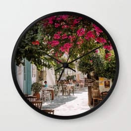 Halki - Autentic Greek Village on the Island of Naxos, Cyclades - Typical Greek Scene on a Summer Day | Travel Photography Wall Clock