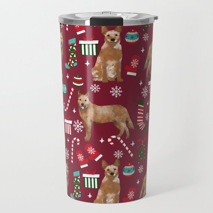 Australian Cattle dog christmas presents stockings candy canes winter dog breed lover Travel Mug