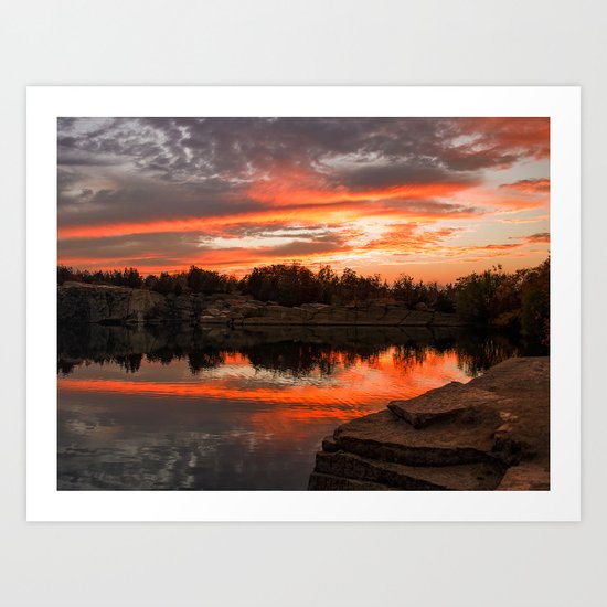 Sunset at Halibut Point Quarry Art Print