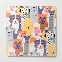 Funny dog animal pet cartoon crowd texture Metal Print