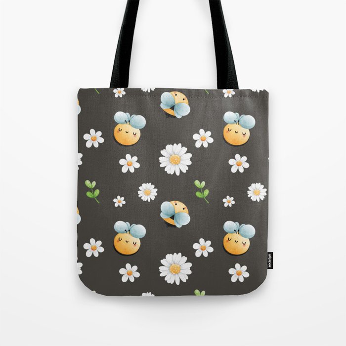 Buzzy Bees In Black Tote Bag