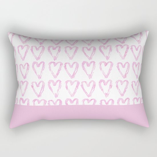 Heart Pattern Pink Rectangular Pillow