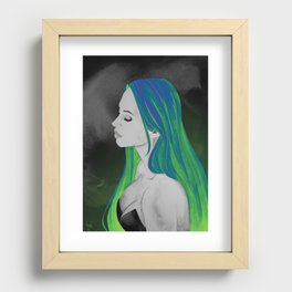 Neon Green Hair - Bold Portrait of a Woman Recessed Framed Print