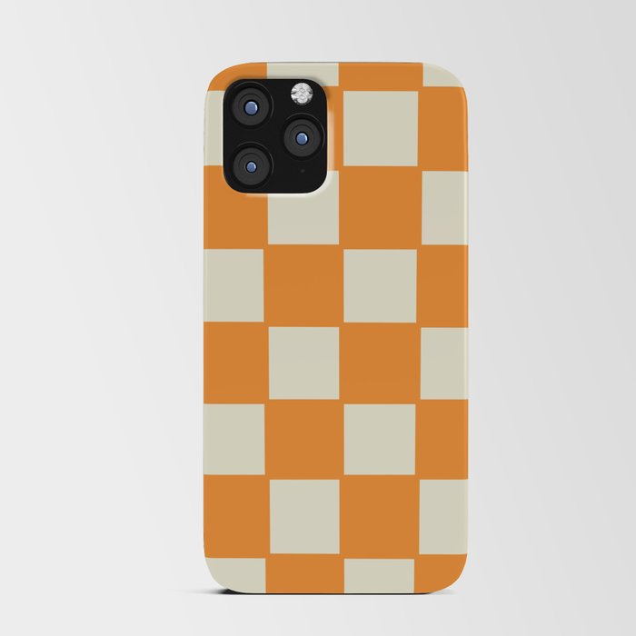 Orange and Cream Checkered iPhone Card Case