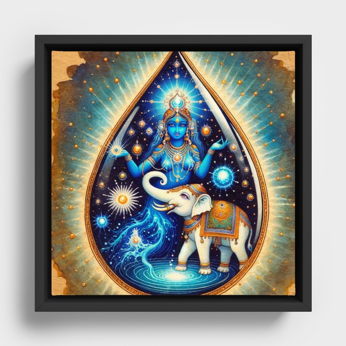 Water Goddess and Elephant Framed Canvas