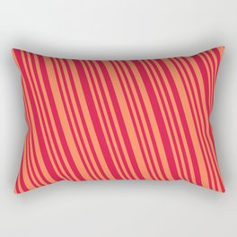 [ Thumbnail: Crimson & Coral Colored Lines/Stripes Pattern Rectangular Pillow ]