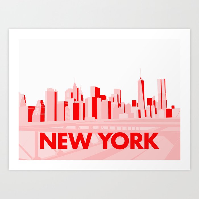 New York in Pink and Red Art Print