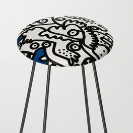 Blue Navy Color 2020 with Black and White Cool Monsters Counter Stool