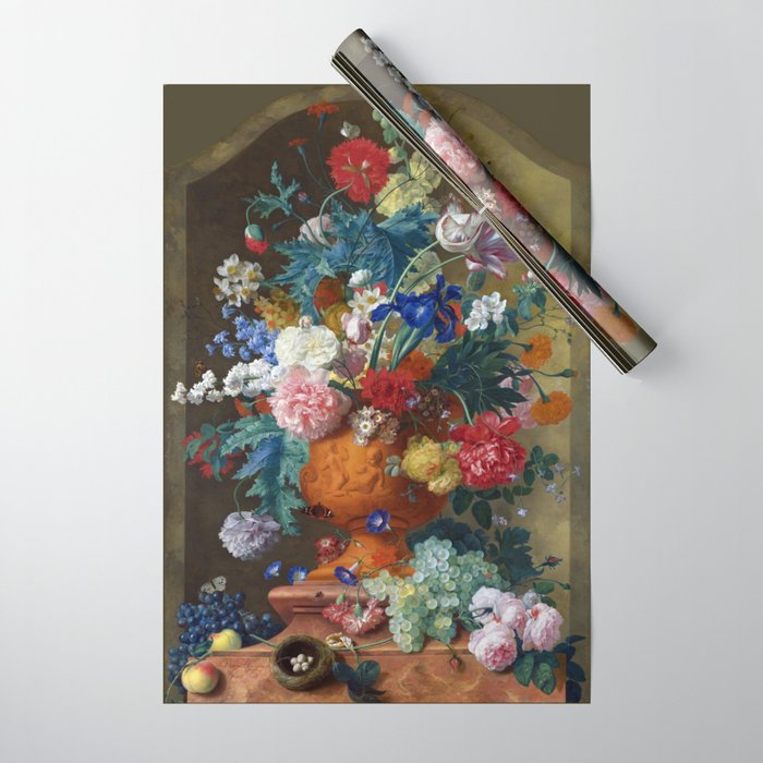 Jan Van Huysum Flowers In A Terracotta Vase Wrapping Paper By Alexandra Arts Society6