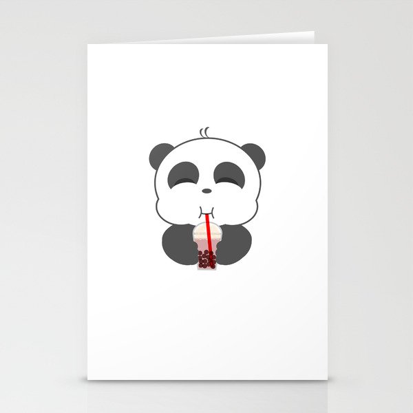Panda loves Bubble Tea Stationery Cards