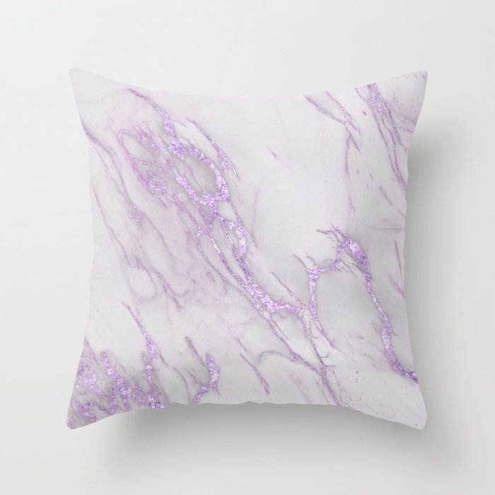 Marble Love Purple Metallic Throw Pillow
