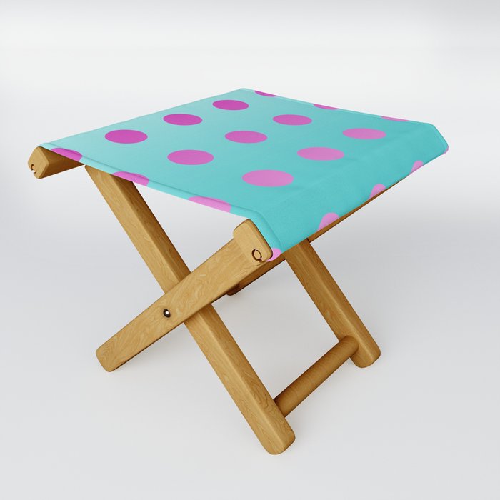 pink and aqua dots gradation 2 Folding Stool