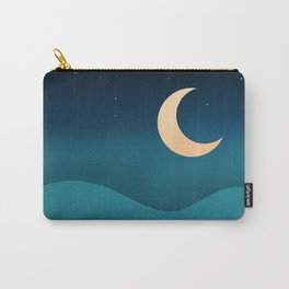 Ocean Moonrise Carry-All Pouch | Oceanwaves, Moondrawing, Nightsky, Moonlight, Moon, Surfsunsand, Kathrinlegg, Landscape, Minimalistlinear, Blueombre 
