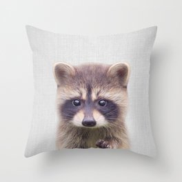 Raccoon - Colorful Throw Pillow