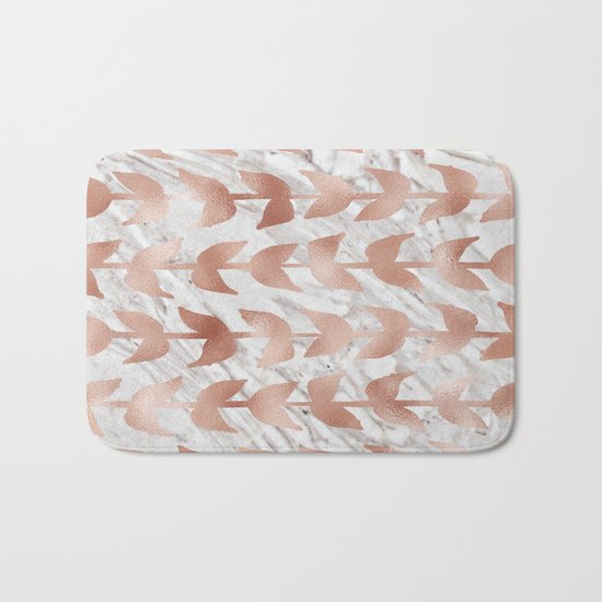 Rose gold vines on marble Bath Mat