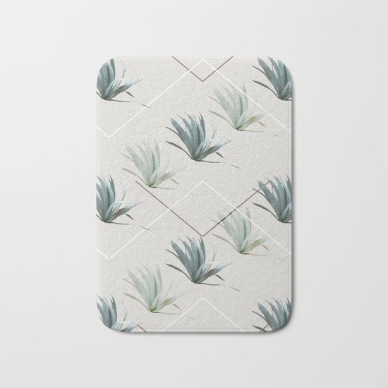 Succulents with Chevrons Bath Mat