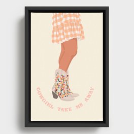 Cowgirl Take Me Away - Pink Framed Canvas