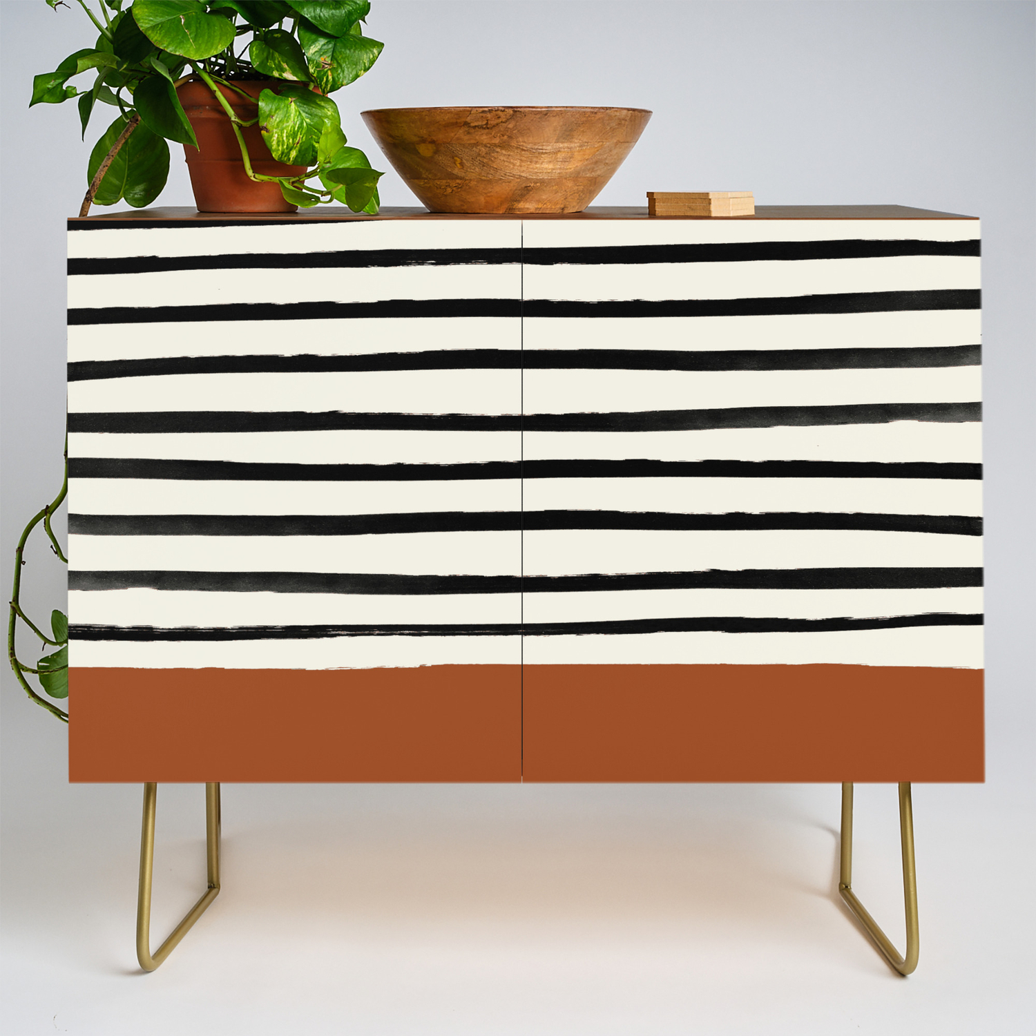 Burnt Orange X Stripes Credenza By Floresimagespdx Society6