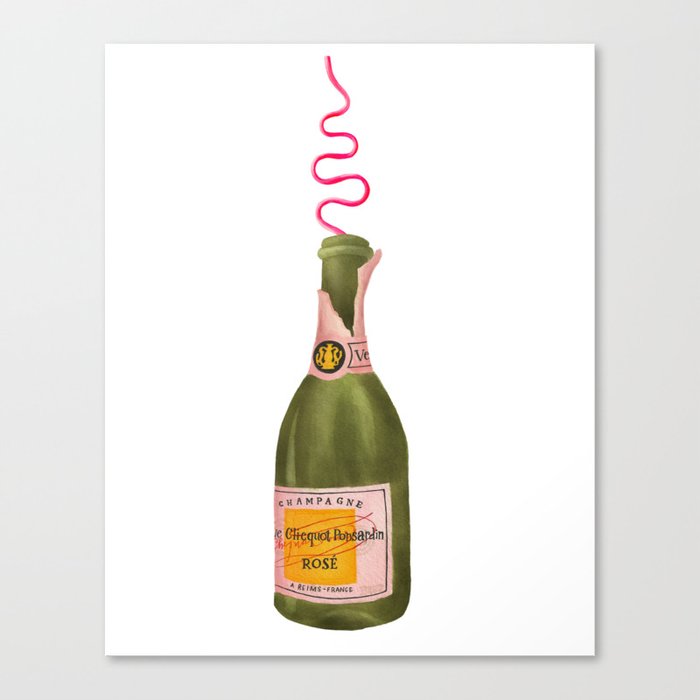 Champagne Through A Curly Straw Canvas Print