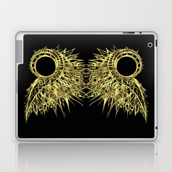 GOLDEN CURL - SHINING PAINTING ON BLACK BACKGROUND Laptop & iPad Skin