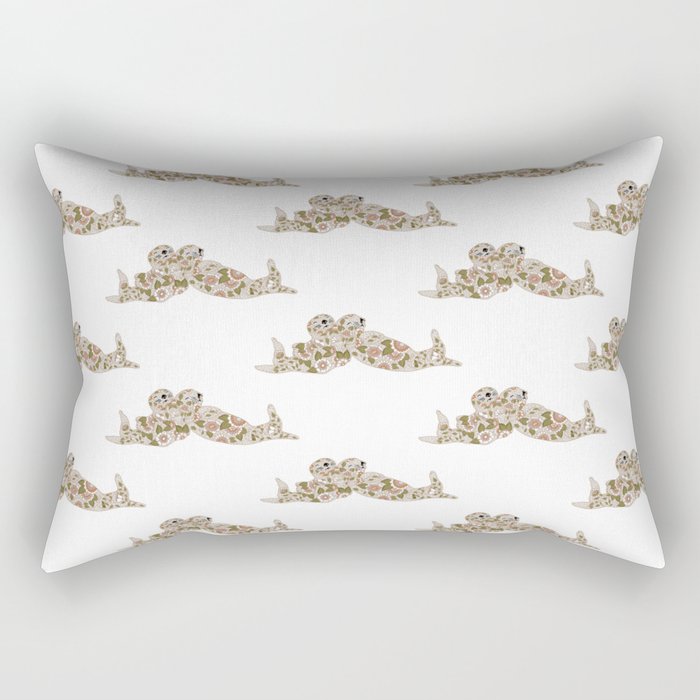 Otters - "Floating is better together" Rectangular Pillow