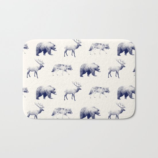 Wild Pattern // Blue Bath Mat
